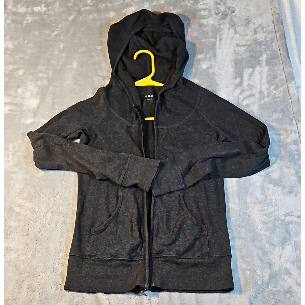 Three Dots Women's Gray Full Zip Hooded Hoodie M Cotton Knit Made in USA